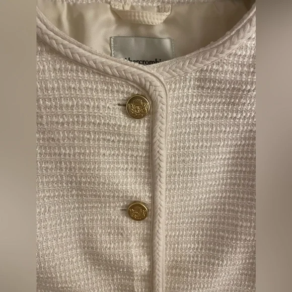 New Abercrombie &Fitch Collarless Tweed Women's Jacket. Cream (off white). M - Picture 5 of 14